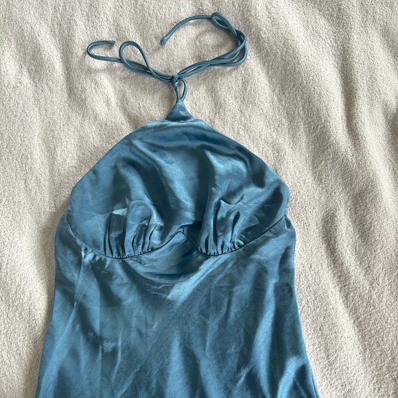 White Fox blue silk mini dress. - Picture 5 of 5